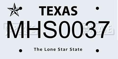 MHS0037 Texas License Plate