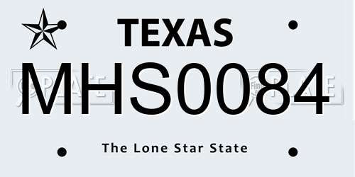 MHS0084 Texas License Plate