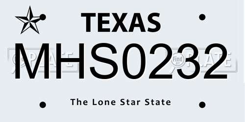 MHS0232 Texas License Plate