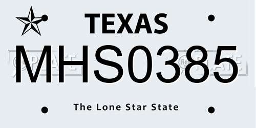 MHS0385 Texas License Plate