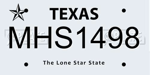 MHS1498 Texas License Plate