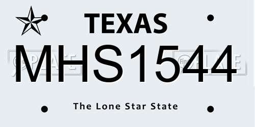 MHS1544 Texas License Plate