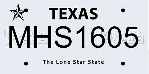 MHS1605 Texas License Plate