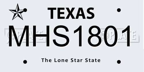MHS1801 Texas License Plate