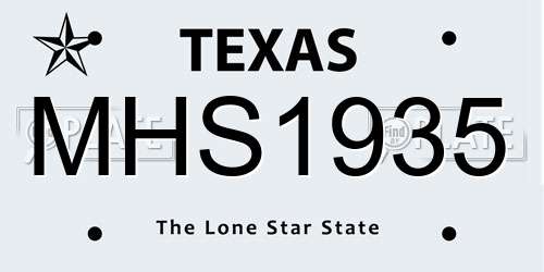 MHS1935 Texas License Plate