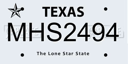 MHS2494 Texas License Plate