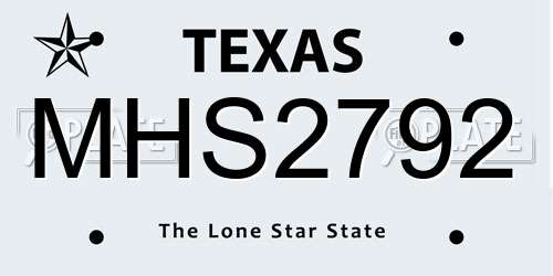 MHS2792 Texas License Plate