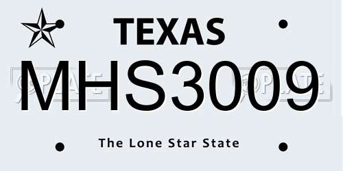 MHS3009 Texas License Plate