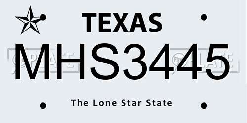 MHS3445 Texas License Plate