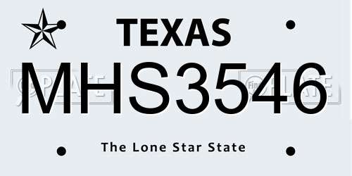 MHS3546 Texas License Plate