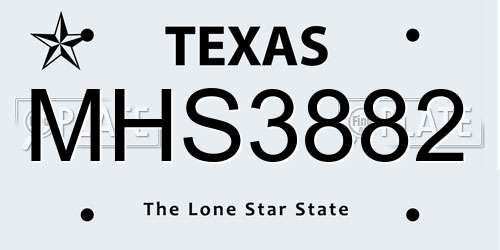 MHS3882 Texas License Plate