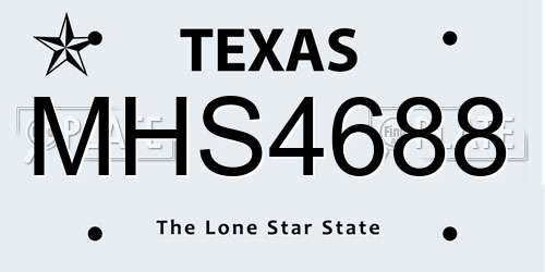 MHS4688 Texas License Plate