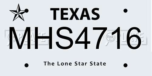 MHS4716 Texas License Plate