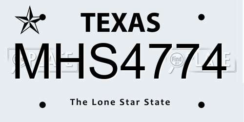 MHS4774 Texas License Plate