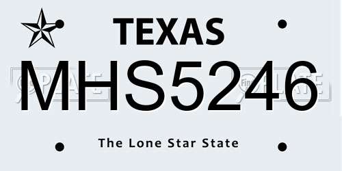 MHS5246 Texas License Plate