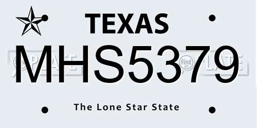 MHS5379 Texas License Plate