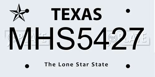 MHS5427 Texas License Plate