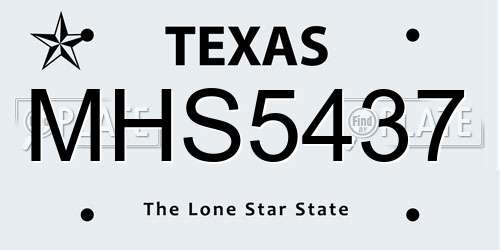 MHS5437 Texas License Plate