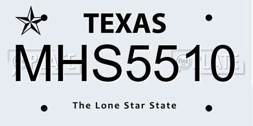 MHS5510 Texas License Plate