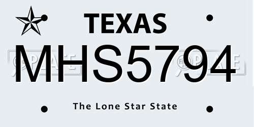 MHS5794 Texas License Plate