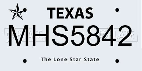 MHS5842 Texas License Plate