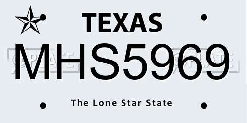 MHS5969 Texas License Plate