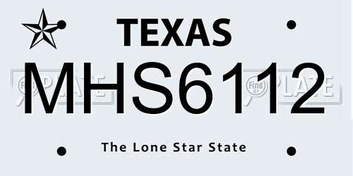 MHS6112 Texas License Plate