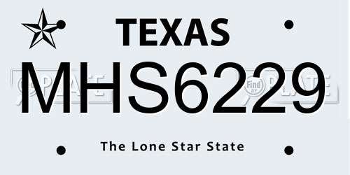 MHS6229 Texas License Plate