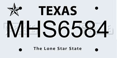 MHS6584 Texas License Plate