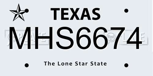 MHS6674 Texas License Plate