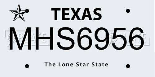 MHS6956 Texas License Plate