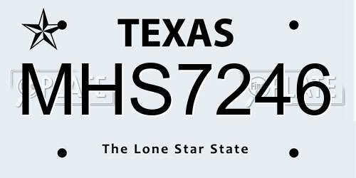 MHS7246 Texas License Plate