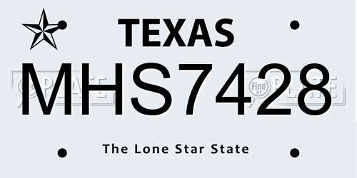 MHS7428 Texas License Plate
