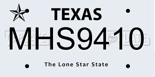 MHS9410 Texas License Plate