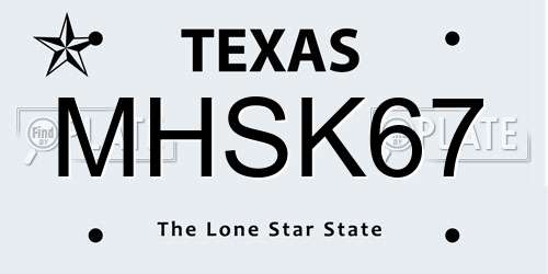 MHSK67 Texas License Plate