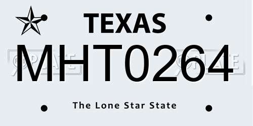MHT0264 Texas License Plate
