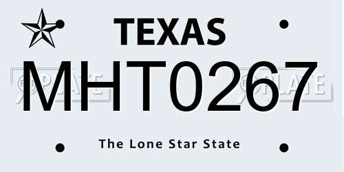 MHT0267 Texas License Plate