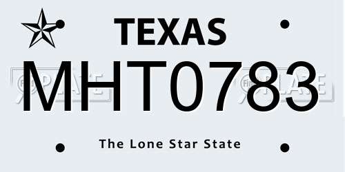 MHT0783 Texas License Plate