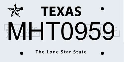 MHT0959 Texas License Plate
