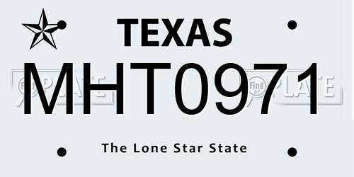 MHT0971 Texas License Plate