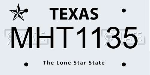 MHT1135 Texas License Plate