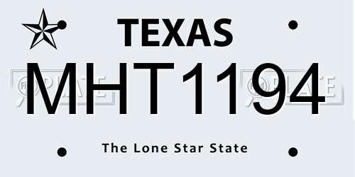 MHT1194 Texas License Plate