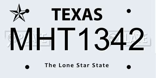 MHT1342 Texas License Plate