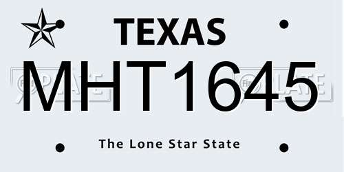 MHT1645 Texas License Plate