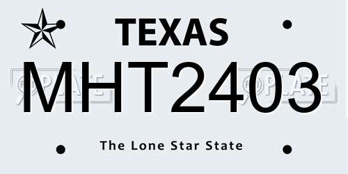 MHT2403 Texas License Plate