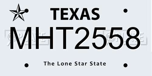 MHT2558 Texas License Plate