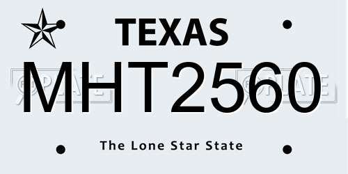 MHT2560 Texas License Plate
