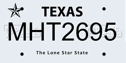MHT2695 Texas License Plate