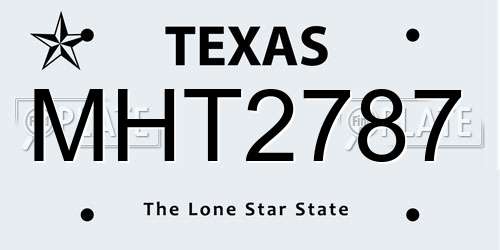 MHT2787 Texas License Plate