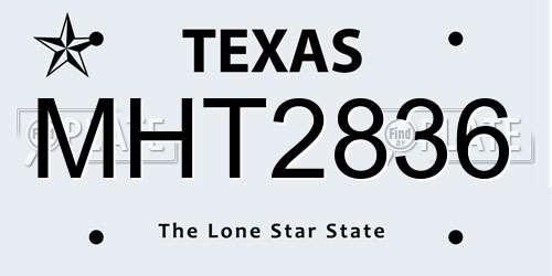 MHT2836 Texas License Plate